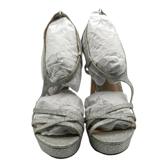 Pelle Moda Oneda Silver Glitter Platform Heels | US 8