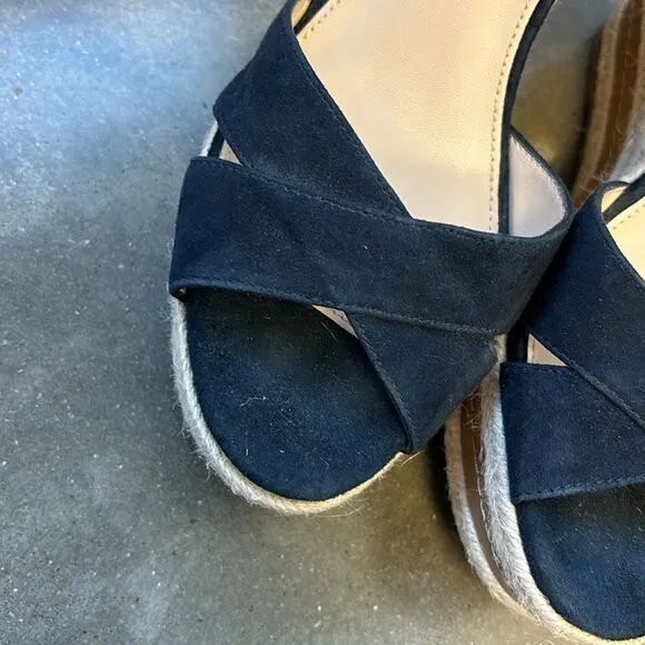 Pelle Moda wedges suede sandals blue 8.5