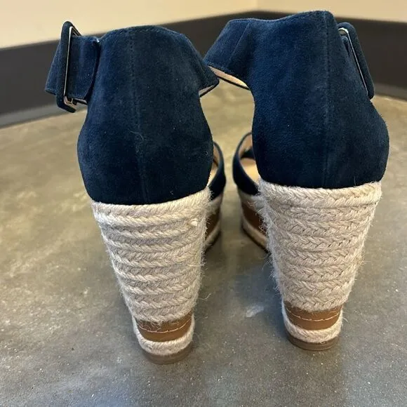 Pelle Moda wedges suede sandals blue 8.5