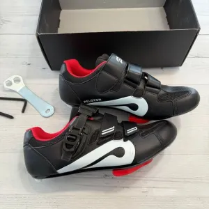 Peloton unisex Black Red Hook &amp; Loop Close Cycling Bicycling Shoes EUR 41 w10/m8