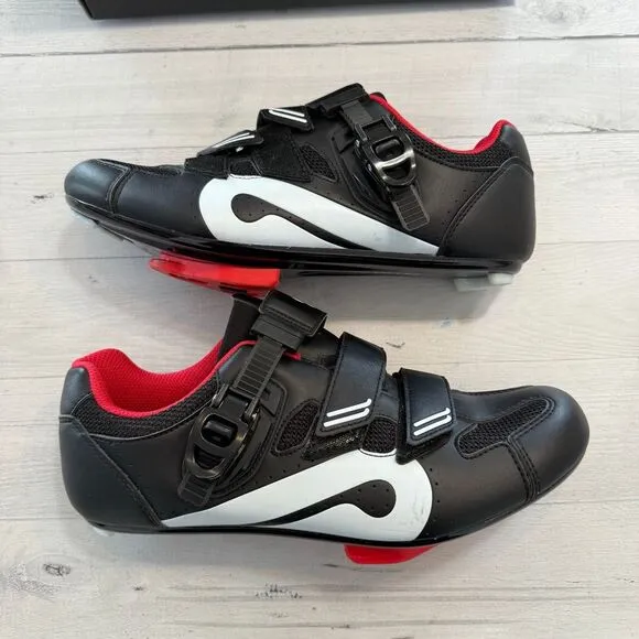 Peloton unisex Black Red Hook &amp; Loop Close Cycling Bicycling Shoes EUR 41 w10/m8
