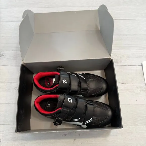 Peloton unisex Black Red Hook &amp; Loop Close Cycling Bicycling Shoes EUR 41 w10/m8