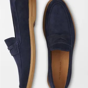 Peter Millar Blue Suede Loafers Slip-On Style