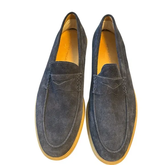 Peter Millar Blue Suede Loafers Slip-On Style