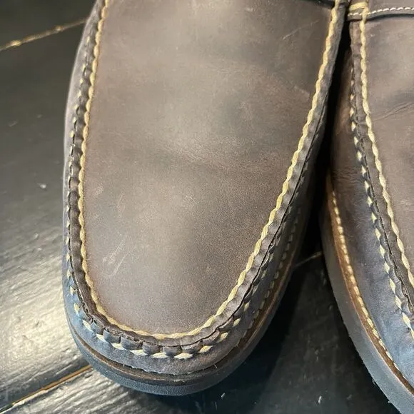 Peter Millar Handsewn Leather Penny Loafer Brown Shoes Mens Size 14M Golf