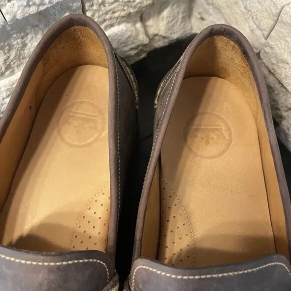 Peter Millar Handsewn Leather Penny Loafer Brown Shoes Mens Size 14M Golf