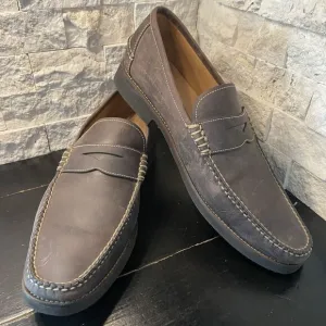 Peter Millar Handsewn Leather Penny Loafer Brown Shoes Mens Size 14M Golf