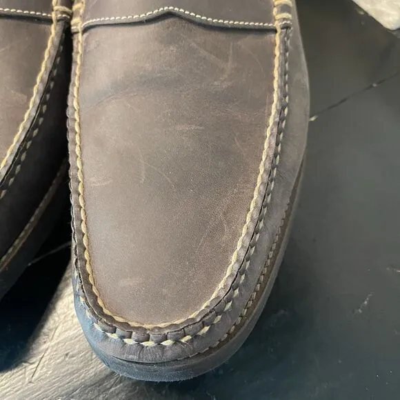 Peter Millar Handsewn Leather Penny Loafer Brown Shoes Mens Size 14M Golf