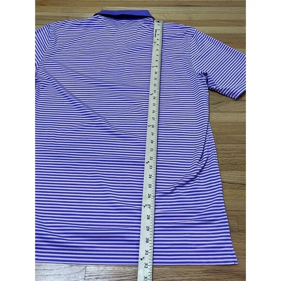 Peter Millar Summer Comfort Golf Polo Shirt Men's L Purple Striped Spread Collar
