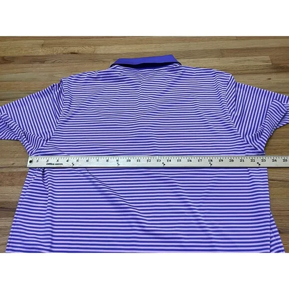 Peter Millar Summer Comfort Golf Polo Shirt Men's L Purple Striped Spread Collar