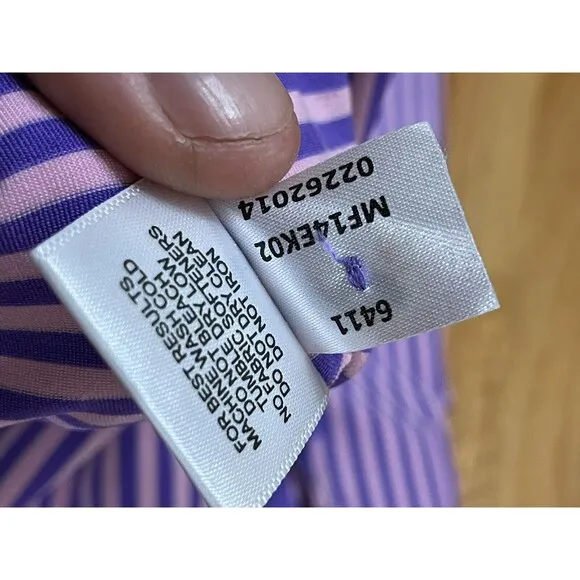 Peter Millar Summer Comfort Golf Polo Shirt Men's L Purple Striped Spread Collar