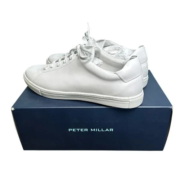 Peter Millar Vantage Lite Sneakers White Mens 10 Golf Casual Shoes New In Box