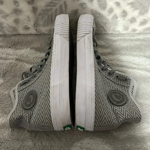 PF flyers, gray zigzag, high top sneakers unisex men’s size 10.5 women’s 12