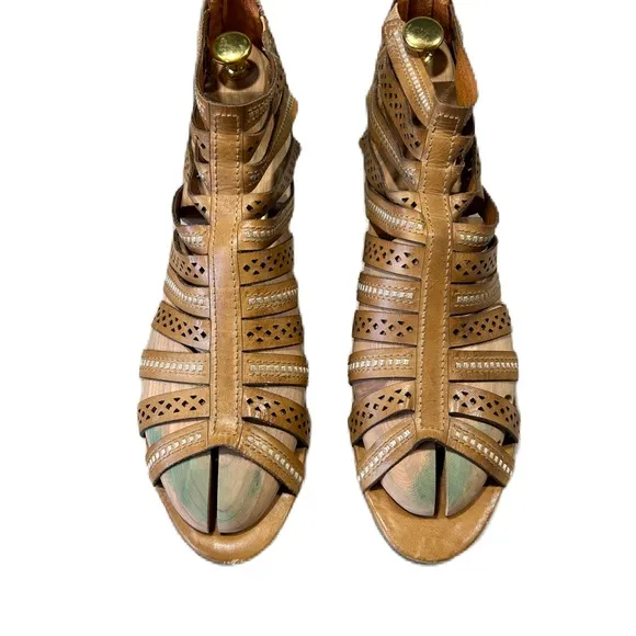 Pikolinos Tan Gladiator Women's Leather Heels Sandals Shoes Size 42 US 11.5