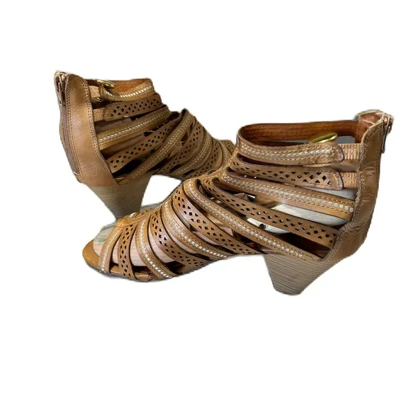 Pikolinos Tan Gladiator Women's Leather Heels Sandals Shoes Size 42 US 11.5