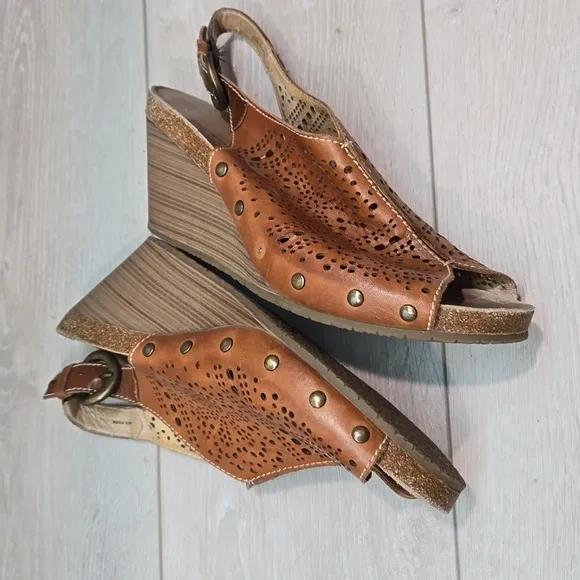 Pikolinos Women Leather Wedge Sandals shoes sz 41/10.5-11