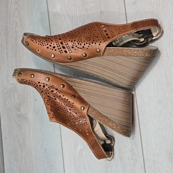 Pikolinos Women Leather Wedge Sandals shoes sz 41/10.5-11