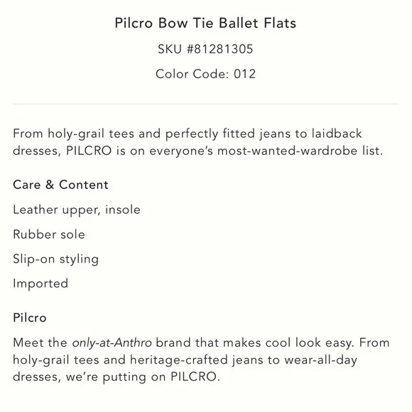 PILCRO ANTHROPOLOGIE 41 Leather Bow Tie Ballet Flats in Cream • 10