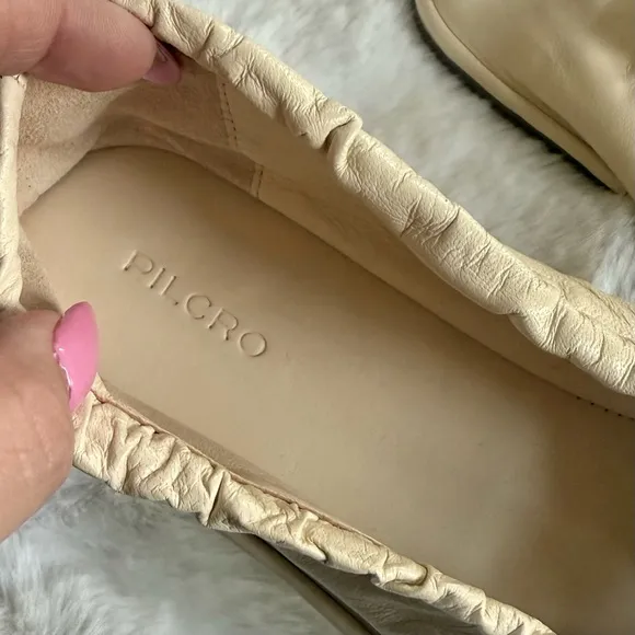 PILCRO ANTHROPOLOGIE 41 Leather Bow Tie Ballet Flats in Cream • 10