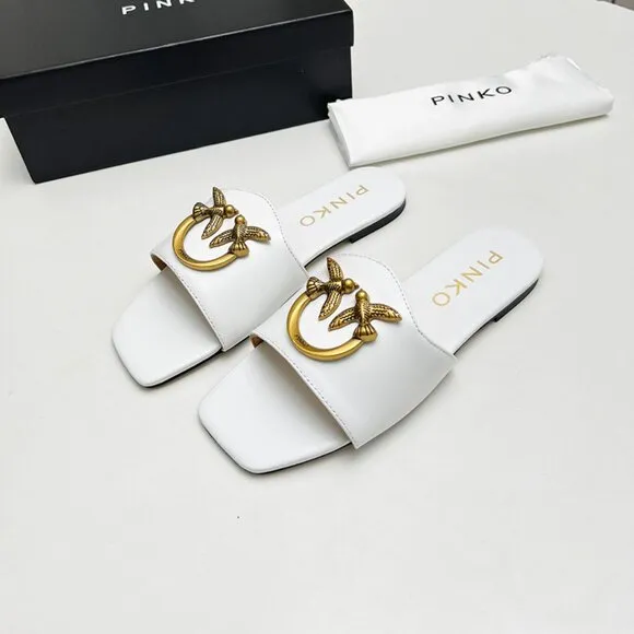 Pinko White Flying Bird Sandals