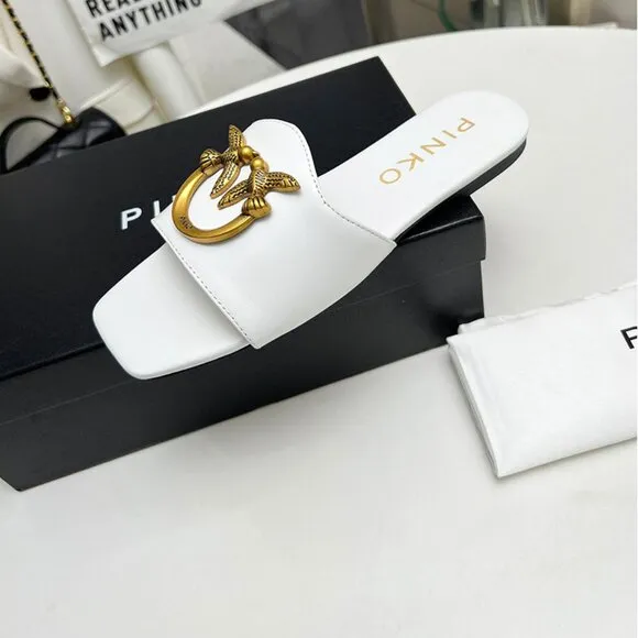 Pinko White Flying Bird Sandals