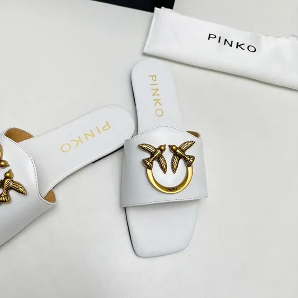 Pinko White Flying Bird Sandals