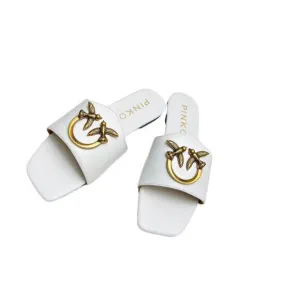 Pinko White Flying Bird Sandals