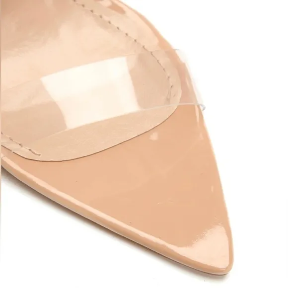 Pointed Toe Clear Nude Sandal Heels 5 inches