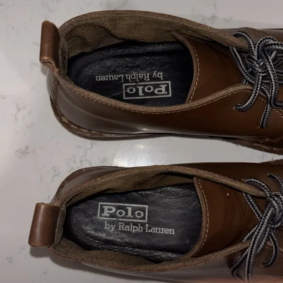 POLO by Ralph Lauren leather upper men’s dress shoes size 9 brown color.