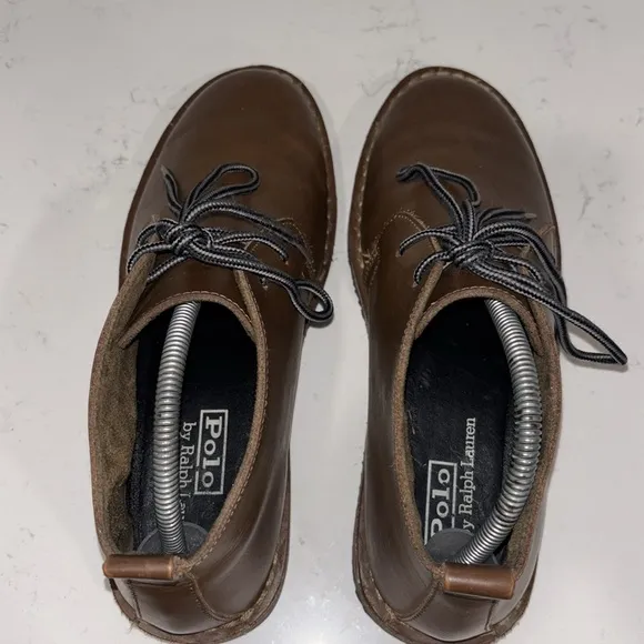 POLO by Ralph Lauren leather upper men’s dress shoes size 9 brown color.