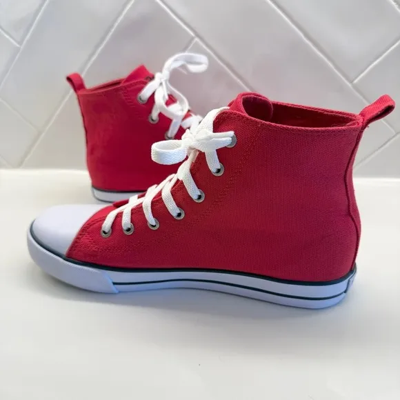 POLO Ralph Lauren Hamptyn HI II Bear Sneakers Shoes Red Kids Size 5.5 Y Womens 7