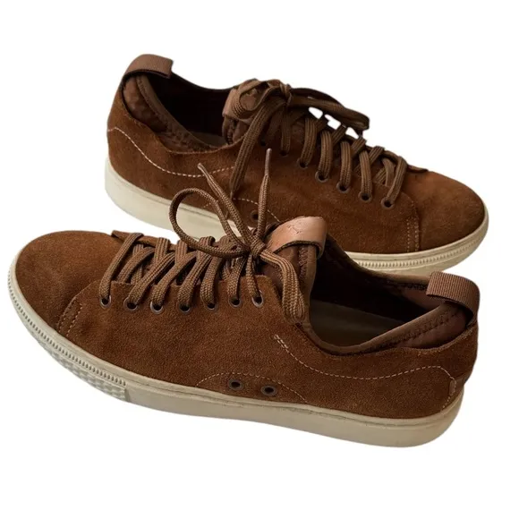 Polo Ralph Lauren Men’s 7.5D Brown Leather Dunovin Sneakers ALite Sneakers Shoes