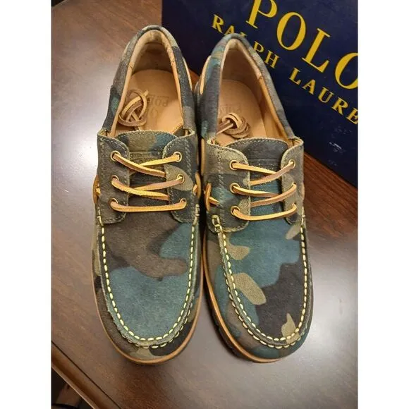 Polo Ralph Lauren Ranger‎ Suede Leather Camo MILITANT DECKER NEW IN BOX #602