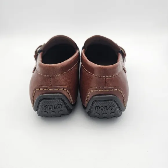 Polo Ralph Lauren Riali Leather Loafers Driver Shoes Brown