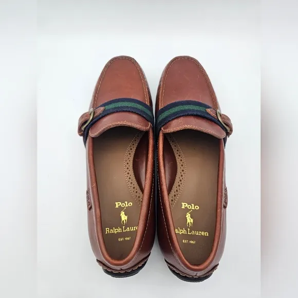 Polo Ralph Lauren Riali Leather Loafers Driver Shoes Brown
