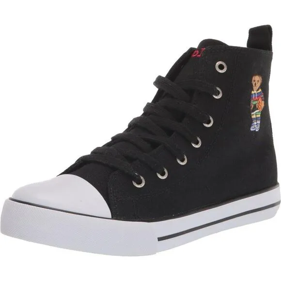Polo Ralph Lauren Unisex Kids Black Hamptyn-Hi-II-Bear High Top Sneakers Size 7