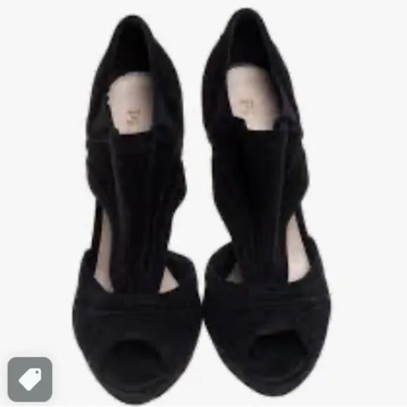 Prada Black Suede Cutout Peep Toe Booties Size 38.5