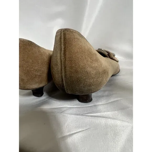 PRADA Brown Suede Loafer Heels Size EU 39/ US 8 Shoes Low kitten heels