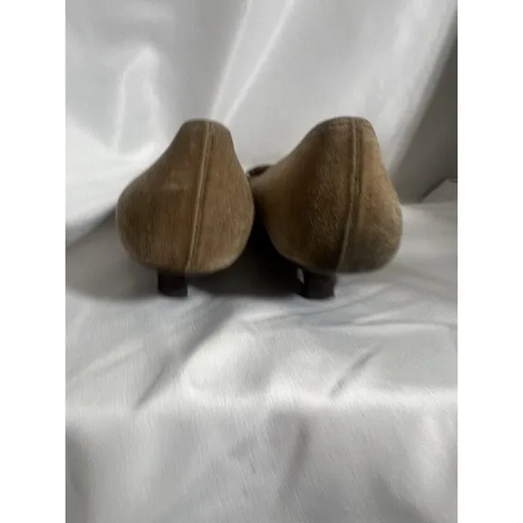 PRADA Brown Suede Loafer Heels Size EU 39/ US 8 Shoes Low kitten heels