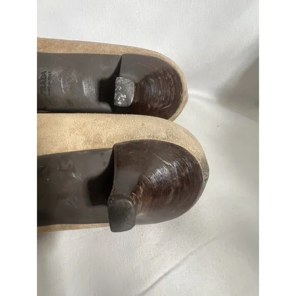 PRADA Brown Suede Loafer Heels Size EU 39/ US 8 Shoes Low kitten heels