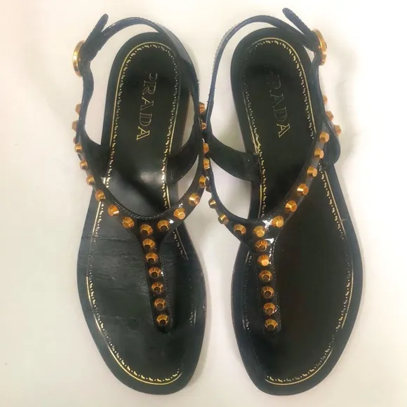 Prada Ladies Black Sandals Size 37