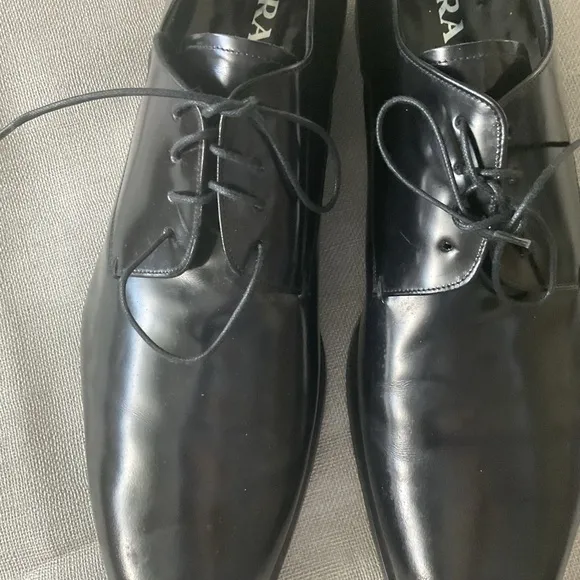 Prada men’s black leather dress shoes,