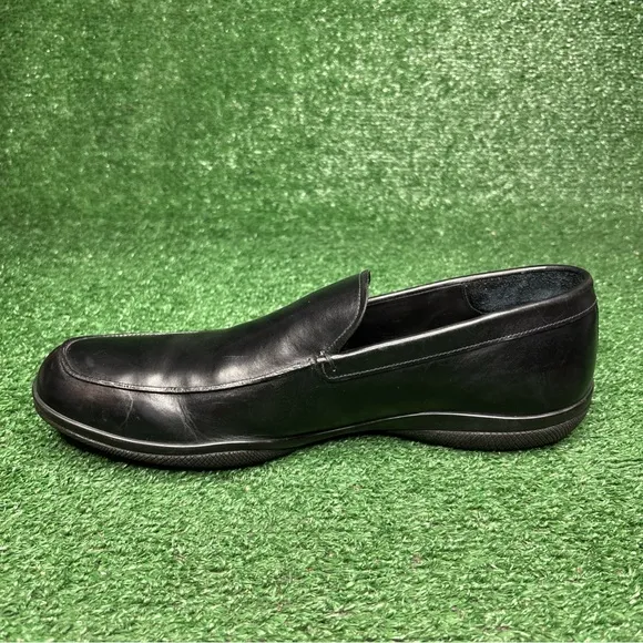 Prada Mens Black Leather Loafers Drivers Shoes Made in Italy - US Size 11.5