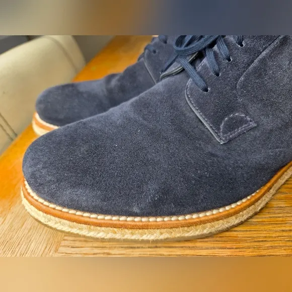 Prada Men's Blue Suede Lace Up Oxfords Shoes Size 9 Casual Designer