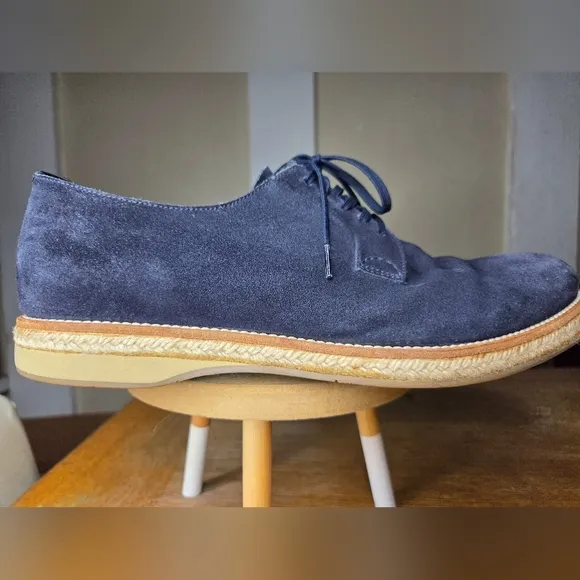 Prada Men's Blue Suede Lace Up Oxfords Shoes Size 9 Casual Designer