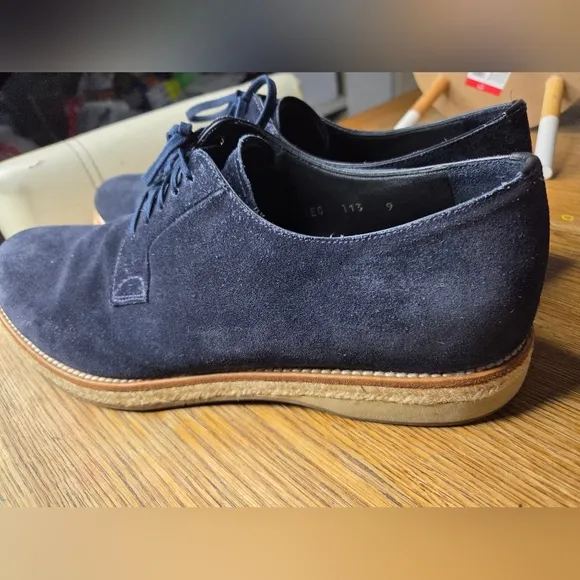 Prada Men's Blue Suede Lace Up Oxfords Shoes Size 9 Casual Designer