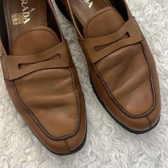 Prada Men's Brown Leather Loafers size 10.5