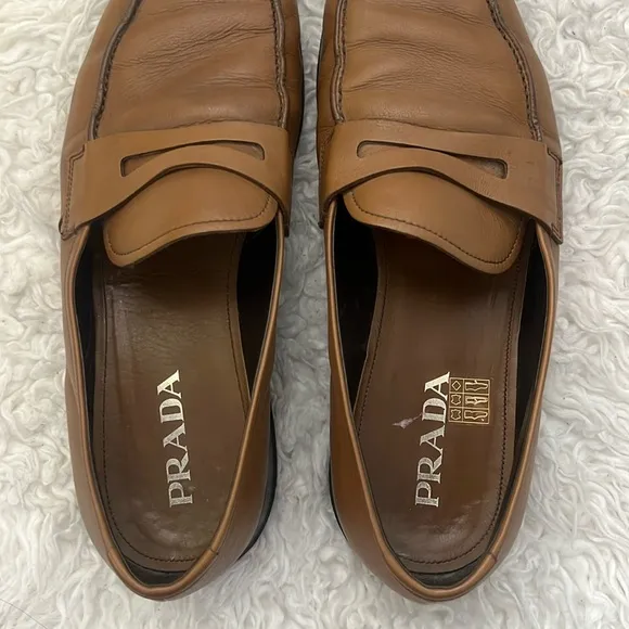 Prada Men's Brown Leather Loafers size 10.5
