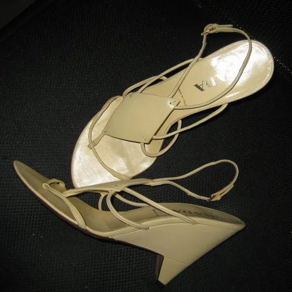 ❤️PRADA Strappy Wedge Heels Shoes Sz 39 1/2