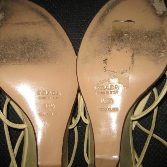 ❤️PRADA Strappy Wedge Heels Shoes Sz 39 1/2